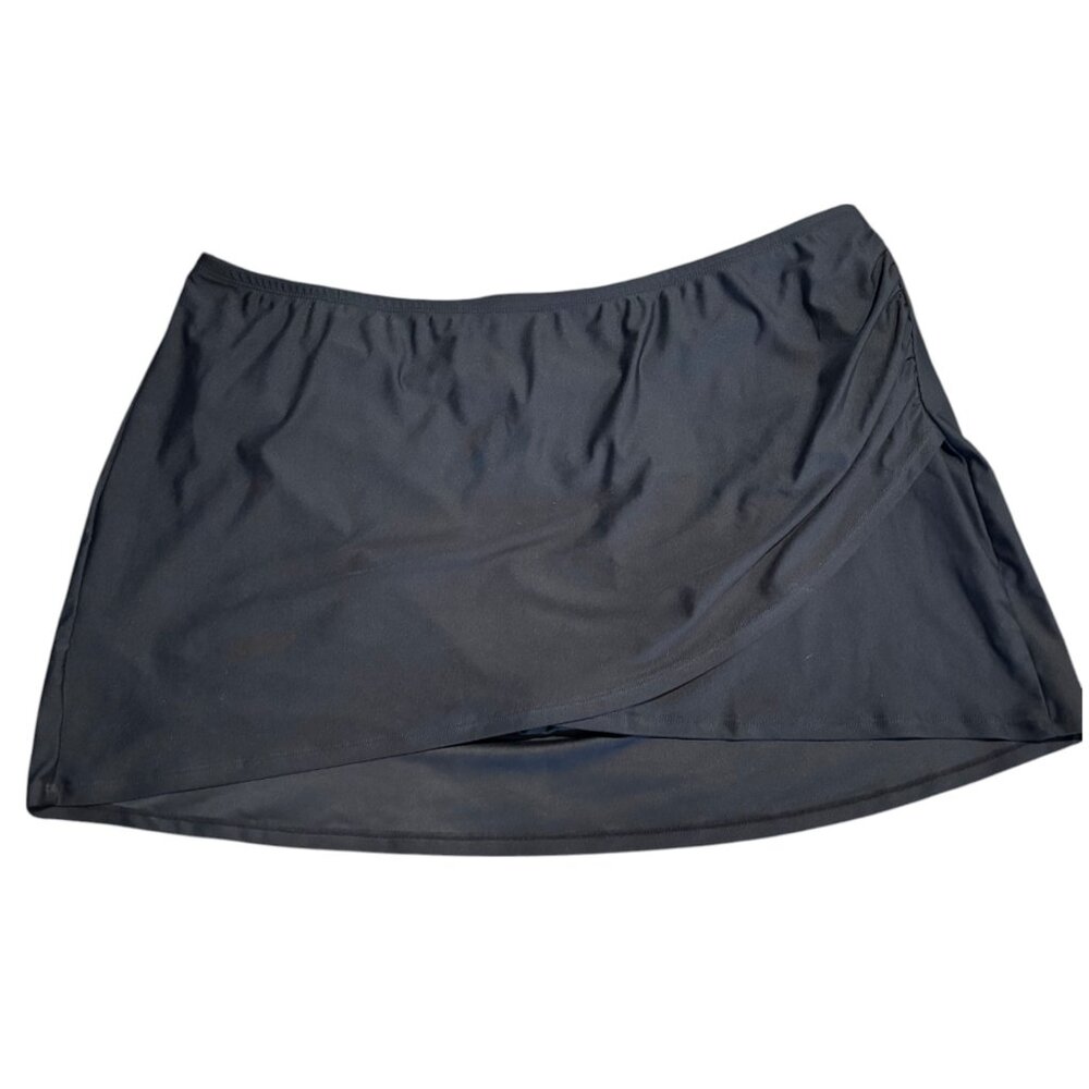 Time & Tru Women's Plus High Low Slimming Swim Skirt Black Sz 2X‎ (20W-22W) NWOT